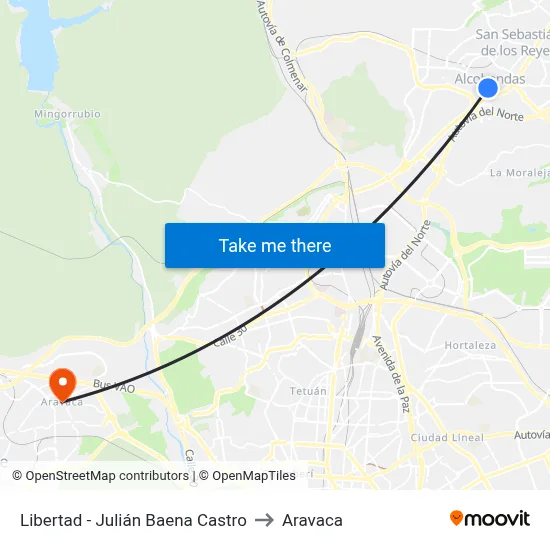 Libertad - Julián Baena Castro to Aravaca map
