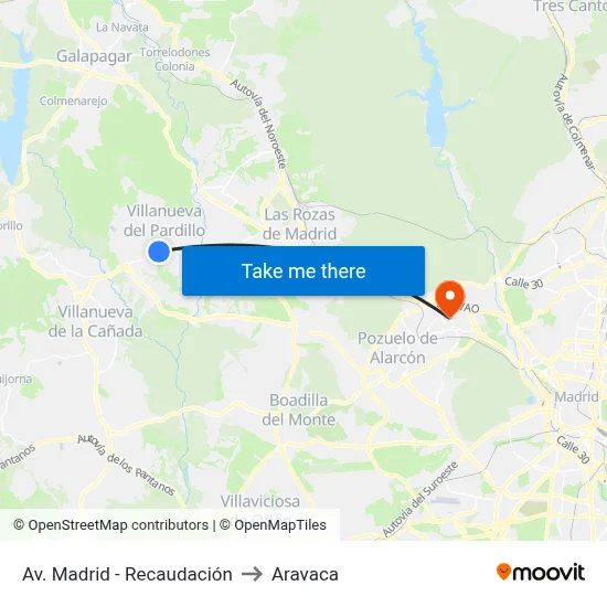 Av. Madrid - Recaudación to Aravaca map