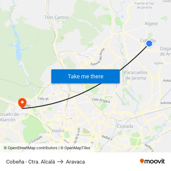 Cobeña - Ctra. Alcalá to Aravaca map