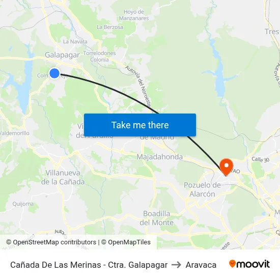 Cañada De Las Merinas - Ctra. Galapagar to Aravaca map