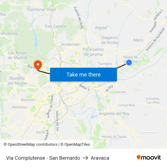 Vía Complutense - San Bernardo to Aravaca map