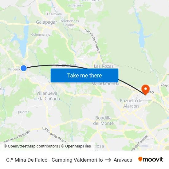 C.º Mina De Falcó - Camping Valdemorillo to Aravaca map