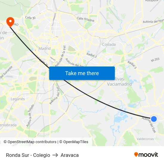 Ronda Sur - Colegio to Aravaca map