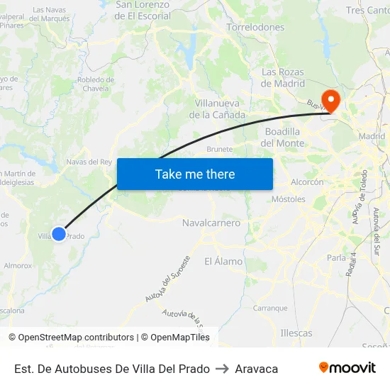 Est. De Autobuses De Villa Del Prado to Aravaca map