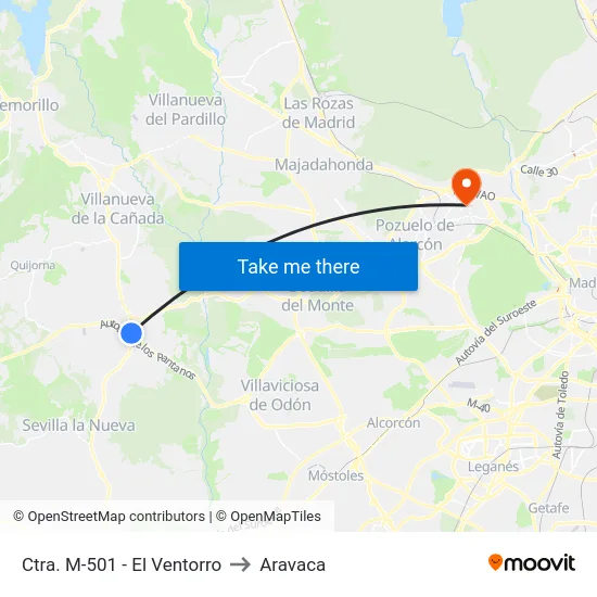 Ctra. M-501 - El Ventorro to Aravaca map