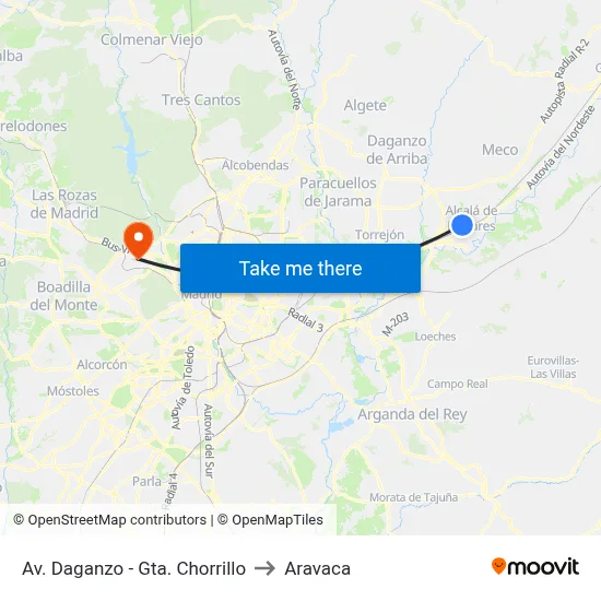 Av. Daganzo - Gta. Chorrillo to Aravaca map