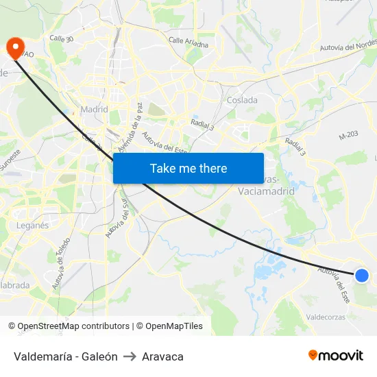 Valdemaría - Galeón to Aravaca map
