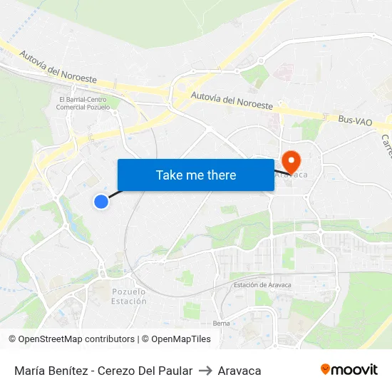 María Benítez - Cerezo Del Paular to Aravaca map
