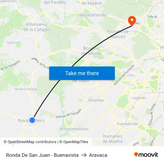Ronda De San Juan - Buenavista to Aravaca map
