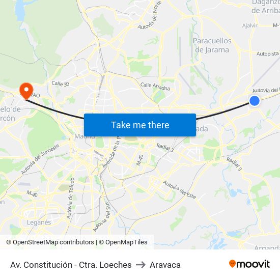 Av. Constitución - Ctra. Loeches to Aravaca map