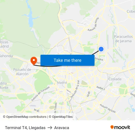Terminal T4, Llegadas to Aravaca map