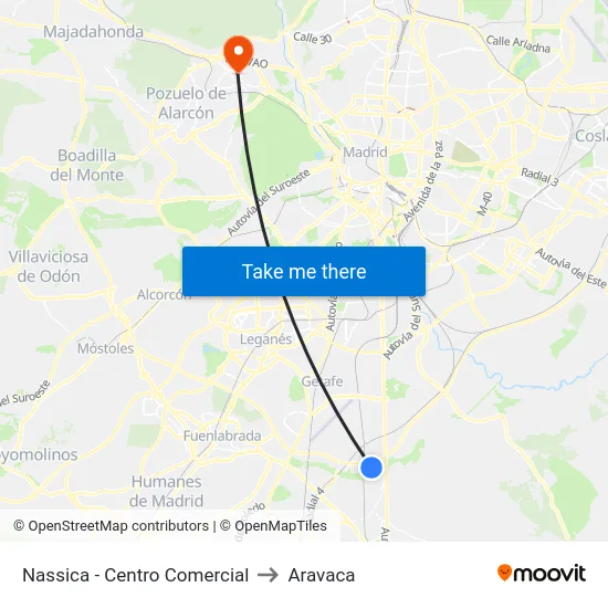 Nassica - Centro Comercial to Aravaca map