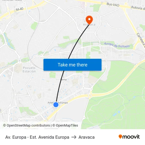 Av. Europa - Est. Avenida Europa to Aravaca map