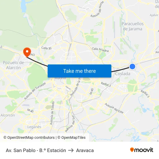 Av. San Pablo - B.º Estación to Aravaca map