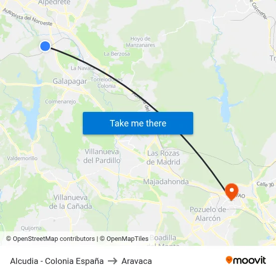 Alcudia - Colonia España to Aravaca map