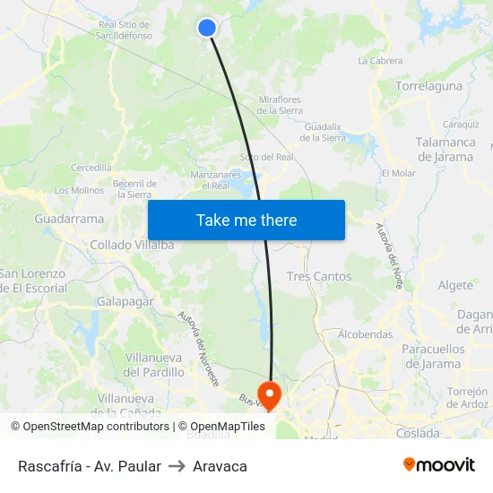 Rascafría - Av. Paular to Aravaca map