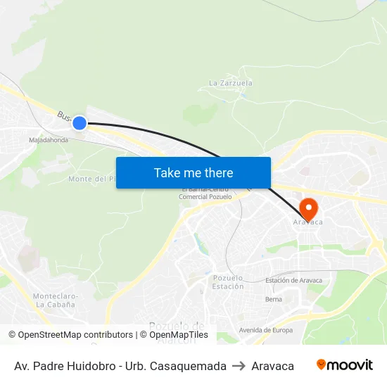 Av. Padre Huidobro - Urb. Casaquemada to Aravaca map