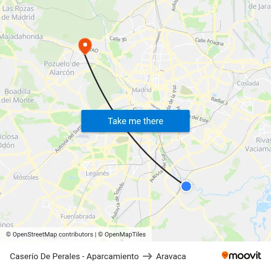 Caserío De Perales - Aparcamiento to Aravaca map