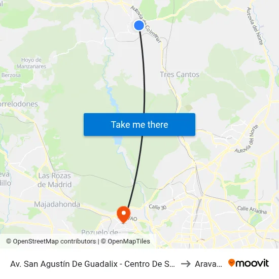 Av. San Agustín De Guadalix - Centro De Salud to Aravaca map