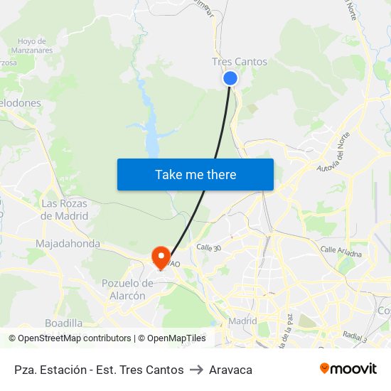Pza. Estación - Est. Tres Cantos to Aravaca map