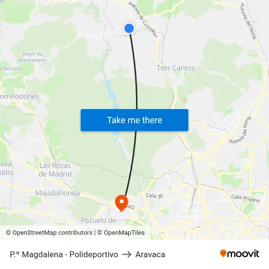 P.º Magdalena - Polideportivo to Aravaca map