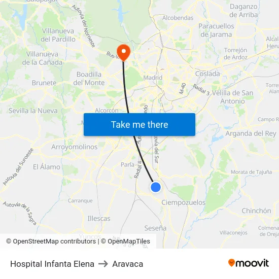 Hospital Infanta Elena to Aravaca map