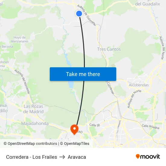 Corredera - Los Frailes to Aravaca map