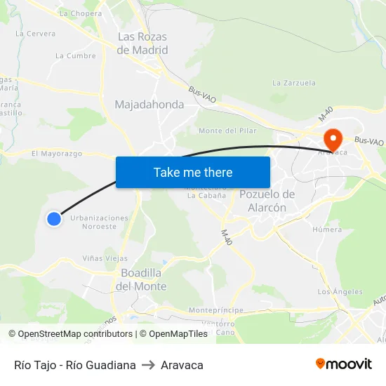 Río Tajo - Río Guadiana to Aravaca map