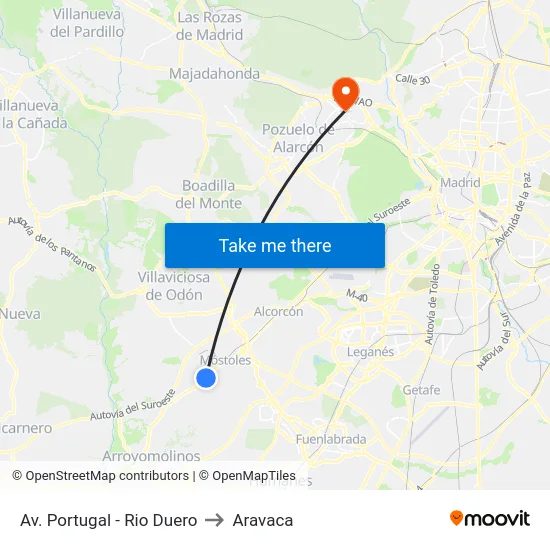Av. Portugal - Rio Duero to Aravaca map