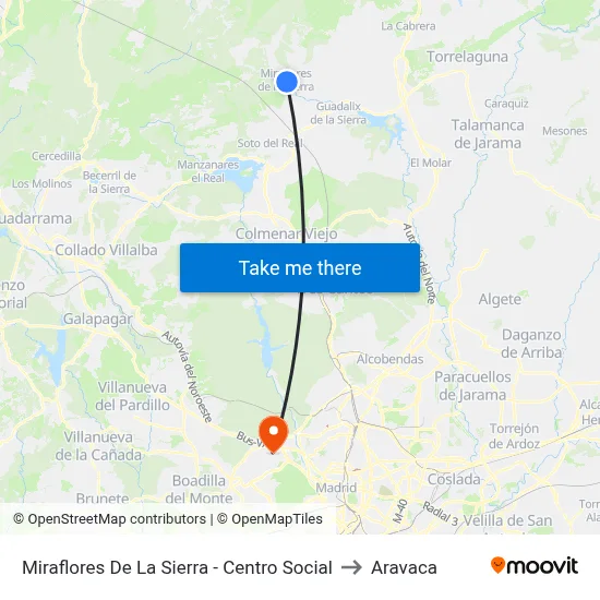 Miraflores De La Sierra - Centro Social to Aravaca map