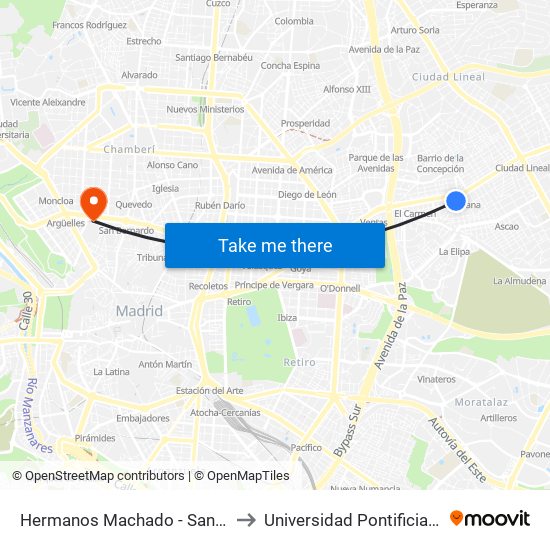 Hermanos Machado - San Juan De La Cuesta to Universidad Pontificia Comillas - Icade map