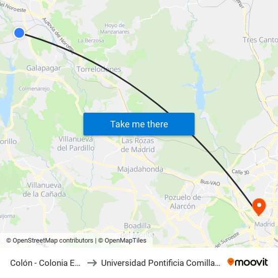 Colón - Colonia España to Universidad Pontificia Comillas - Icade map