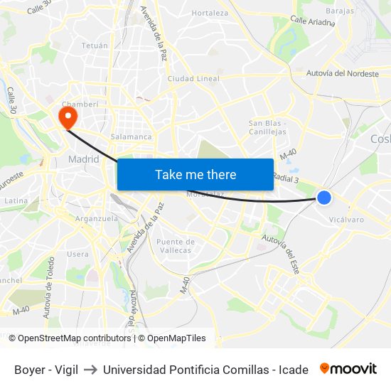 Boyer - Vigil to Universidad Pontificia Comillas - Icade map