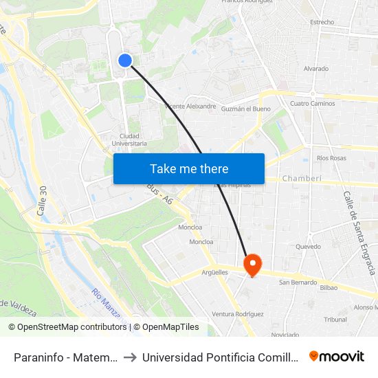 Paraninfo - Matemáticas to Universidad Pontificia Comillas - Icade map