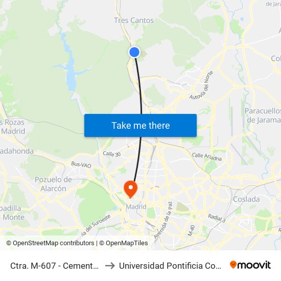 Ctra. M-607 - Cementerio La Paz to Universidad Pontificia Comillas - Icade map