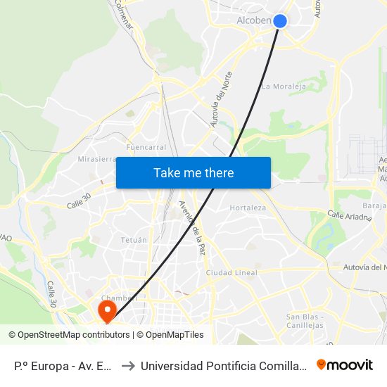 P.º Europa - Av. España to Universidad Pontificia Comillas - Icade map