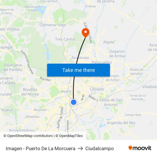 Imagen - Puerto De La Morcuera to Ciudalcampo map