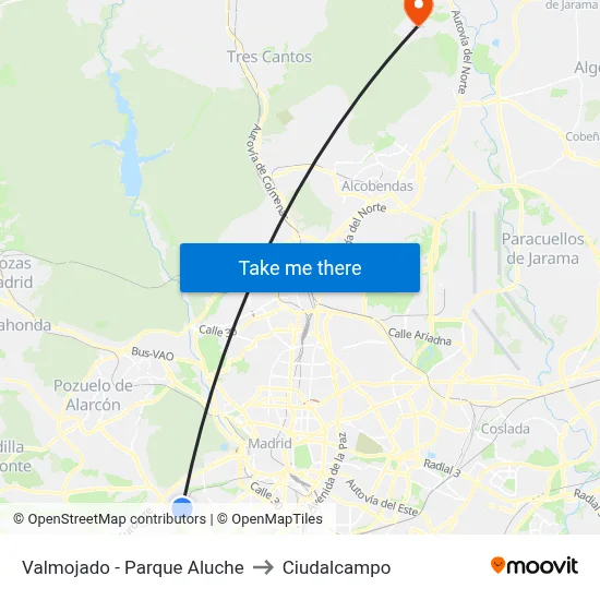 Valmojado - Parque Aluche to Ciudalcampo map