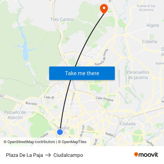 Plaza De La Paja to Ciudalcampo map