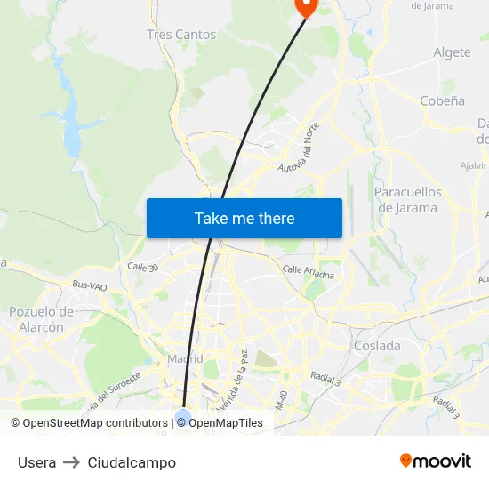 Usera to Ciudalcampo map
