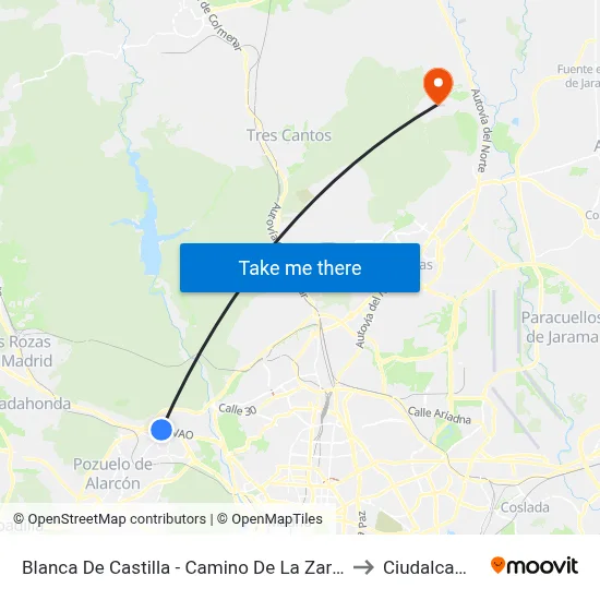 Blanca De Castilla - Camino De La Zarzuela to Ciudalcampo map