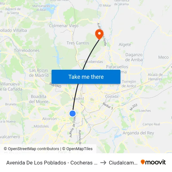 Avenida De Los Poblados - Cocheras Emt to Ciudalcampo map