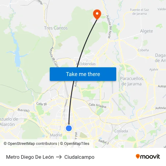 Metro Diego De León to Ciudalcampo map