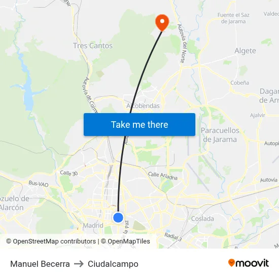 Manuel Becerra to Ciudalcampo map