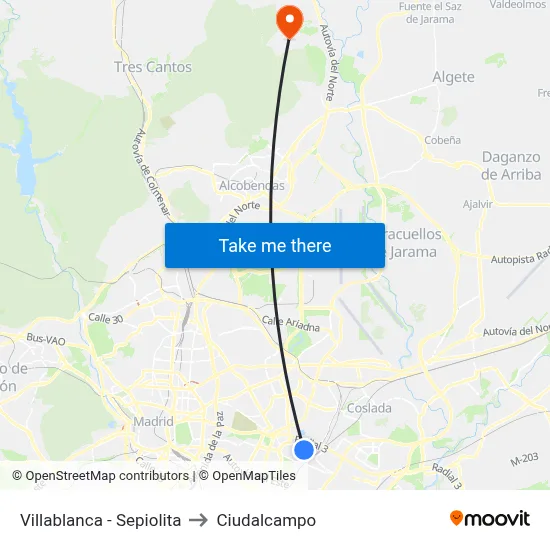 Villablanca - Sepiolita to Ciudalcampo map