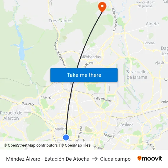 Méndez Álvaro - Estación De Atocha to Ciudalcampo map