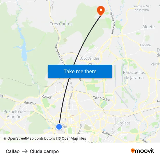 Callao to Ciudalcampo map