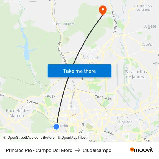 Príncipe Pío - Campo Del Moro to Ciudalcampo map