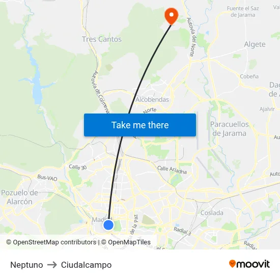 Neptuno to Ciudalcampo map