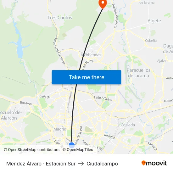Méndez Álvaro - Estación Sur to Ciudalcampo map
